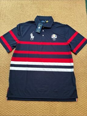 Polo by Ralph Lauren Navy, Red & White Striped Men’s Polo Size Large